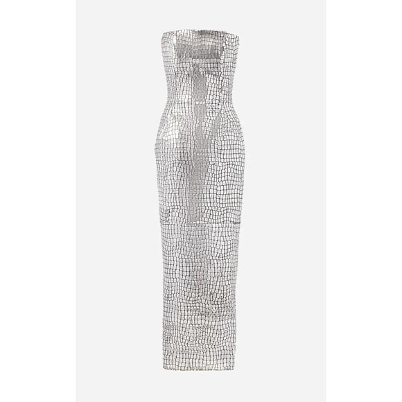 Brandon Maxwell leather Silver Croc dress Sz 4 - Picture 1 of 7